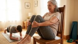 Chair-based core routine after 60 rebuilds strength better than planks and eases hip tightness
